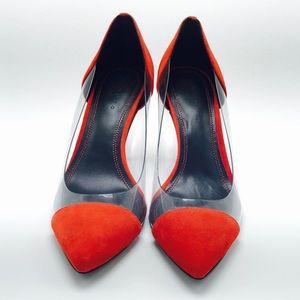 Agnès Rouge Pointy Clear Heels - Sandro